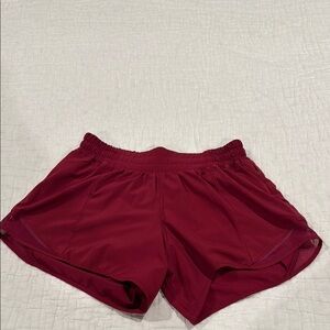 Lulu lemon hotty hot shorts maroon size 6.